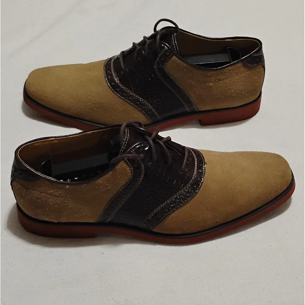 Stacy Adams Tegan Mens Oxford Shoes 8M Multi Suede Crocodile Print 24726-249